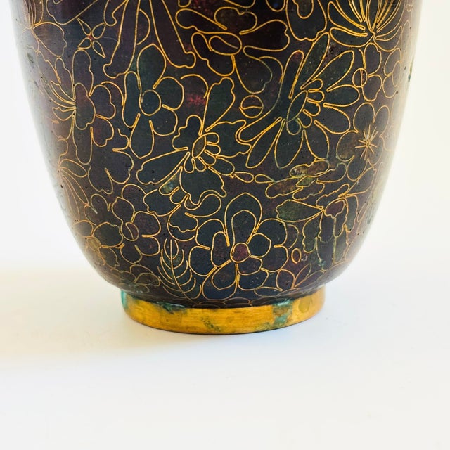 Cloisonne Brass Vase For Sale In San Francisco - Image 6 of 9