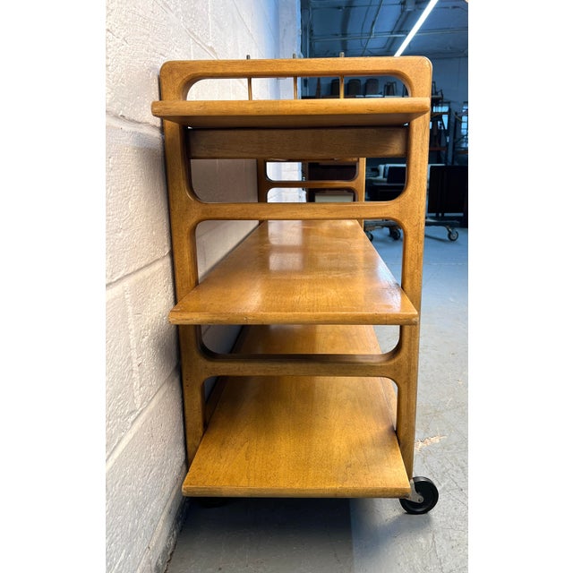 Mid 20th Century Rolling Maple Cart For Sale - Image 4 of 9