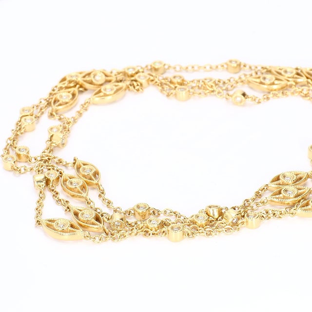 Contemporary 14k Yellow Gold "Evil Eye" Necklace With White Diamonds by Gabriel & Co. For Sale - Image 3 of 4