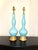 RARE vintage Murano blown glass lamps in a beautiful topaz blue. The glass has a ribbed effect that is simply beautiful in...