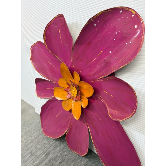 Magenta Pat & Andre Juneau Metal Flower Wall Sculpture, Extra Large For Sale - Image 8 of 12