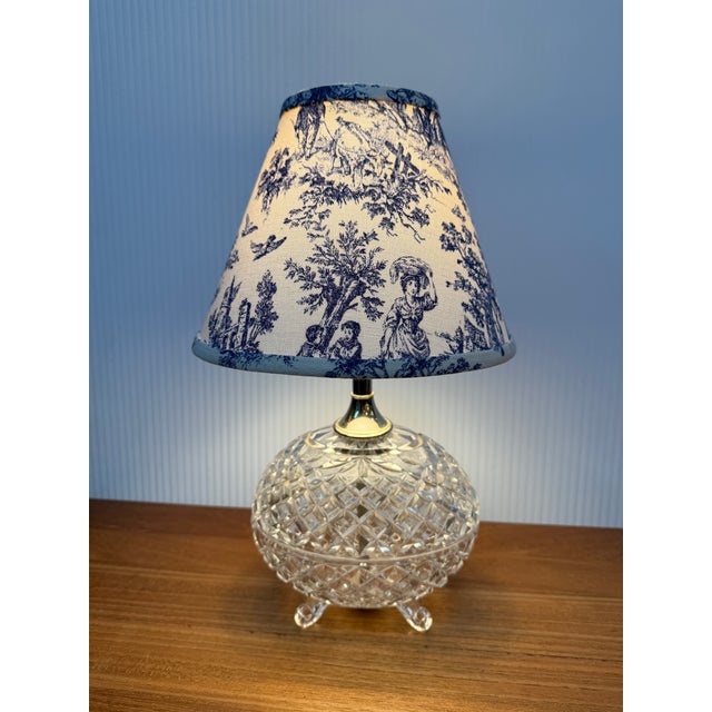 Transitional Cut Glass Boudoir Table Lamp For Sale - Image 3 of 12