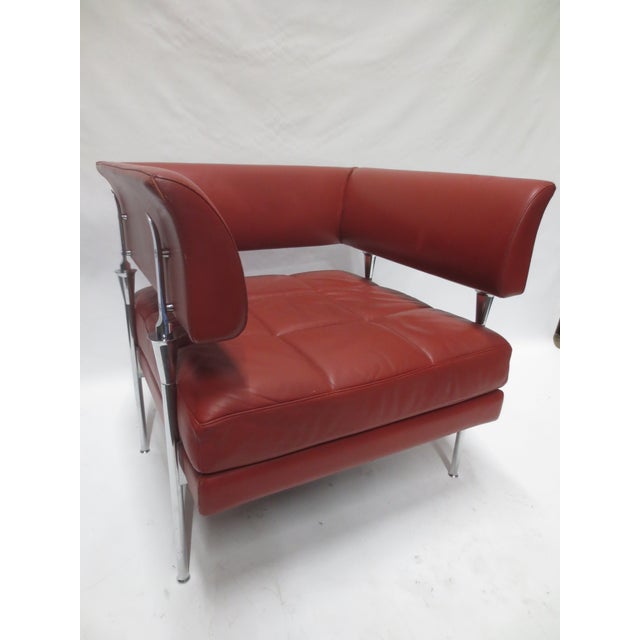 Animal Skin Poltrona Frau Hydra Castor Leather Armchair For Sale - Image 7 of 8