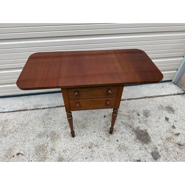 Wood Pair of Federal Style Drop Leaf Work Side Tables by Biggs For Sale - Image 7 of 12