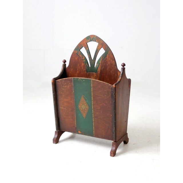 Wood Antique Art Nouveau Magazine Rack For Sale - Image 7 of 9