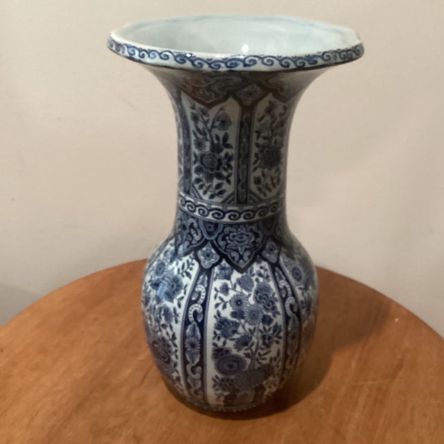 Antique Large Delft Royal Sphinx by Boch Blue & White Porcelain Vase Holland For Sale - Image 10 of 12