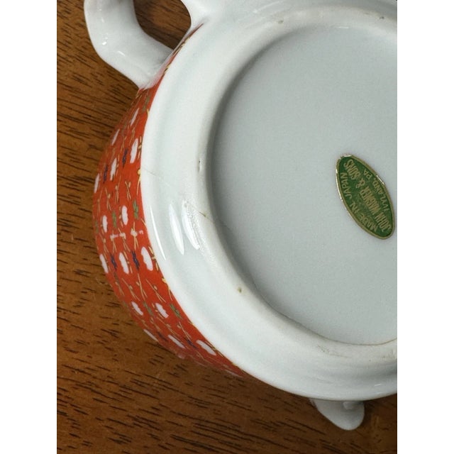 Vintage Floral Teapot Red White Porcelain | Mid Century Style Tea Pot For Sale - Image 13 of 14