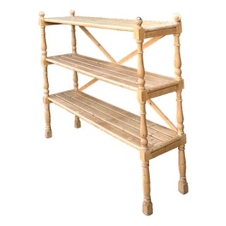 Vintage Three-Tier Pine Shelf For Sale