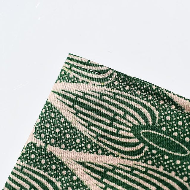 African Wax Formal Cloth Dinner Napkins In Green Block Print Set
