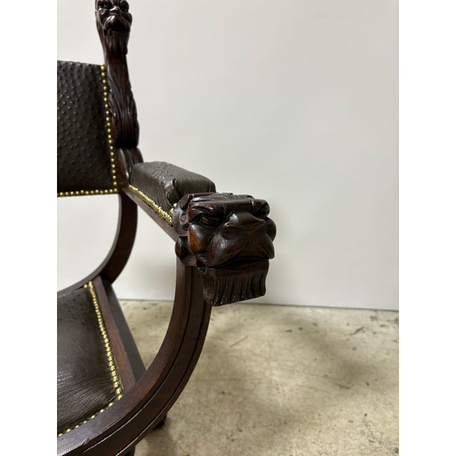Late 19th Century Renaissance Revival Lion Motif Arm Chair For Sale - Image 4 of 10