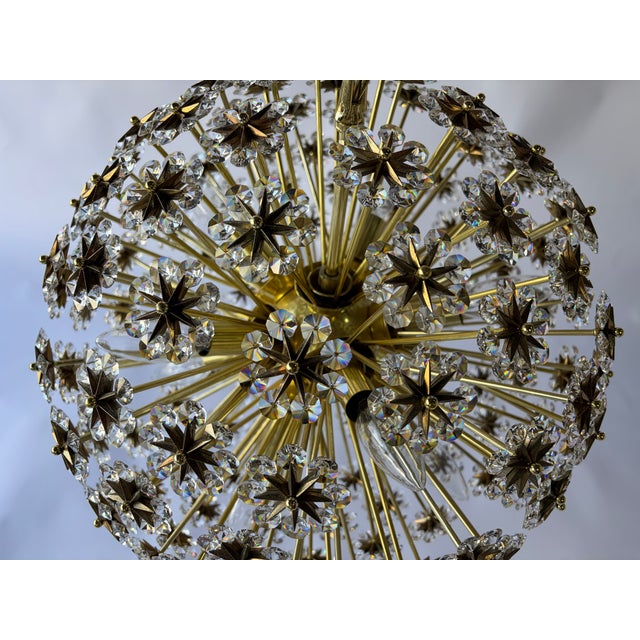 Large 1950s Sputnik Dandelion Chandelier, Brass & Crystal, 11 Bulbs For Sale - Image 17 of 18