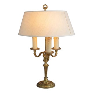 Vintage French Bouillotte Lamp in Gilt Brass, 1950s For Sale