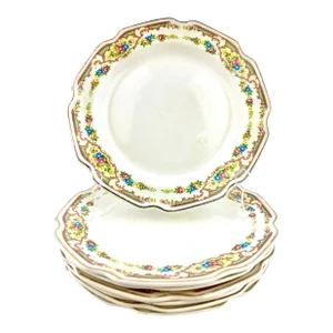 1930s Vintage Mount Clemens Floral Luncheon Plates- Set of 7