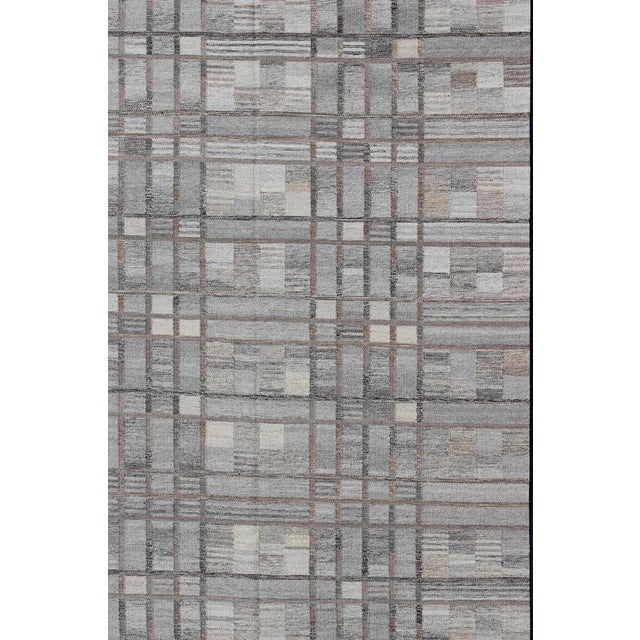 Gray Geometric Scandinavian Flat-Weave Rug by Keivan Woven Arts 10'4 X 14'3 For Sale - Image 4 of 13