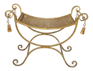 Florentine Hollywood Regency Metal Rope & Tassel Gold Vanity