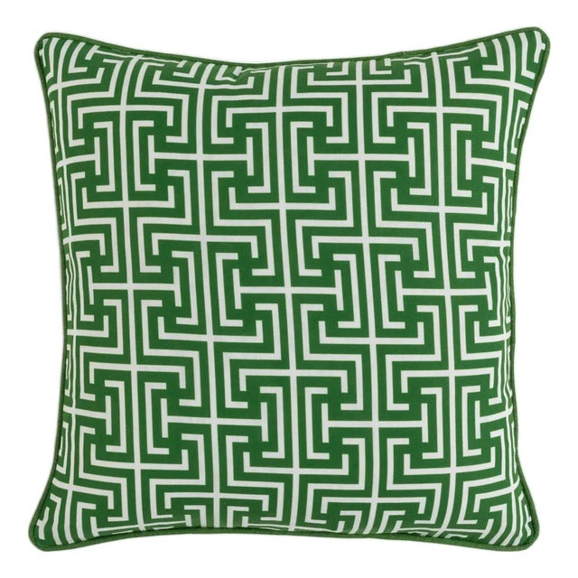 Outdoor Geometric Grass Green Pillow For Sale