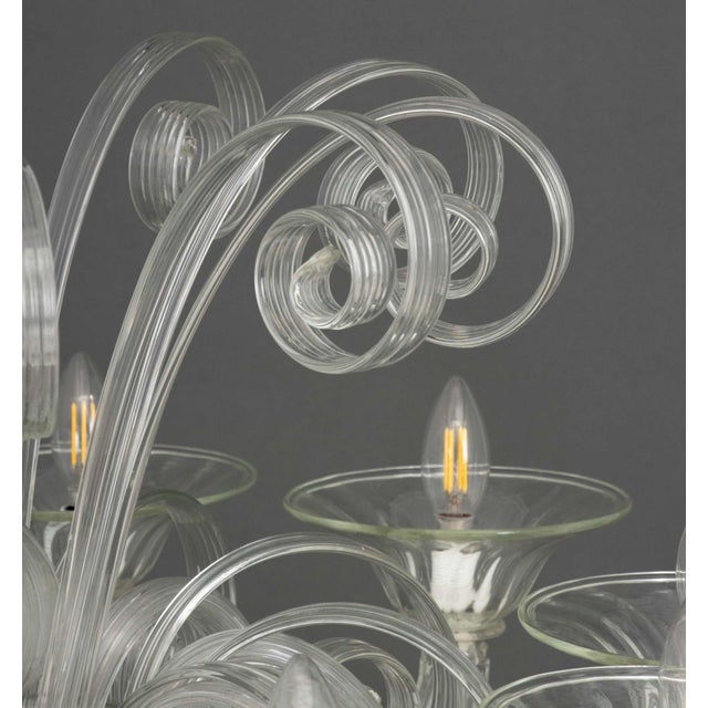 Murano Clear Glass Ten Branch Chandelier For Sale - Image 13 of 13