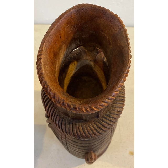 Brown Antique Chinese Hand Carved Boxwood Prosperity Crab Basket / Brush Pot For Sale - Image 8 of 10