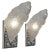 A pair of French Art Deco wall sconces by the French artist "Degue" is in great condition. Shades are in clear frosted...