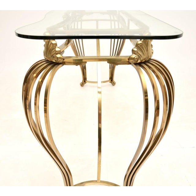 Vintage Italian Brass and Glass Console Table, 1960s For Sale - Image 10 of 12