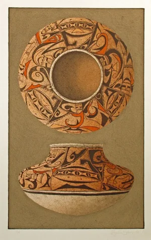 1981 "Sikyatki" Pottery Still Life Numbered Lithograph by Lynn Elton Baker