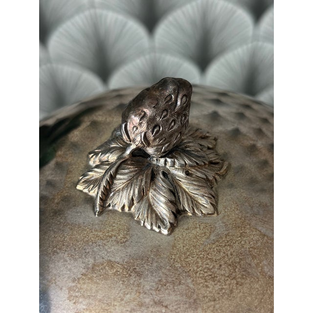 Vintage Portugal-Made Silver-Plated & Wood Cheese Board With Dome Cloche by Cazenovia Abroad by Topazio For Sale - Image 4 of 11