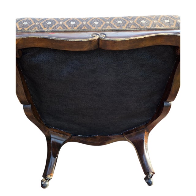 Marge Carson Boudoir Lounge Accent Chair French Tuffed Wingback Armchair Regency For Sale - Image 9 of 11