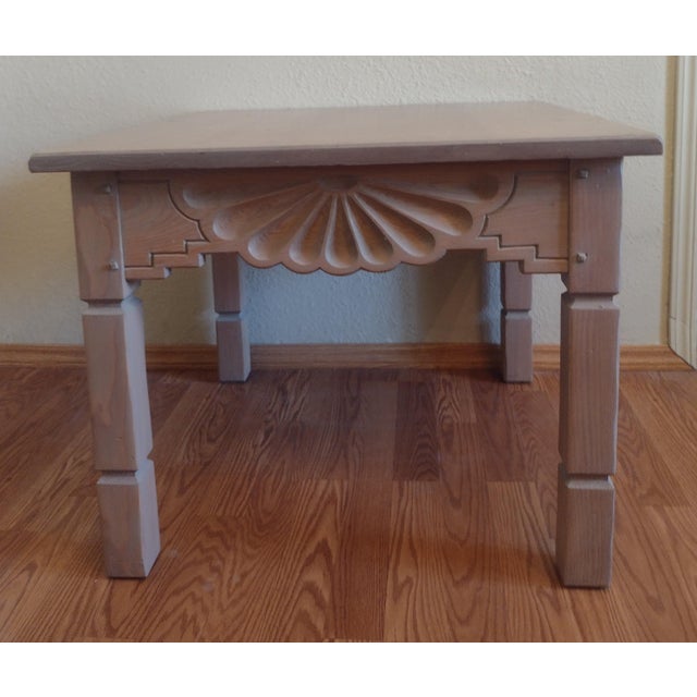 Ernest Thompson Hand-Carved Santa Fe - Southwestern Sunburst 30" Side Table, New Mexico For Sale In Santa Fe - Image 6 of 11