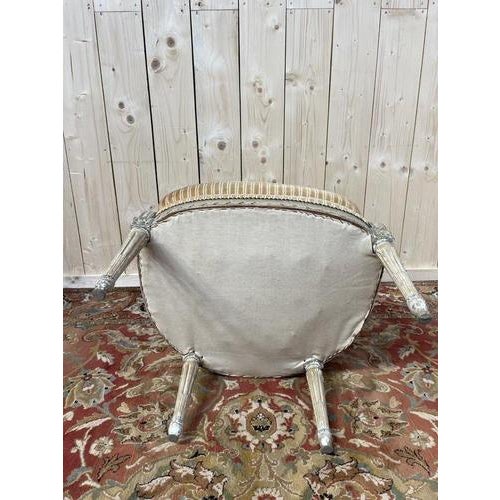 Louis XVI Beige Velvet Armchair For Sale - Image 6 of 10