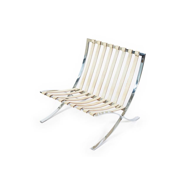 Mid Century Cream Barcelona Chairs by Mies Van Der Rohe for Knoll, 1980s For Sale - Image 17 of 18
