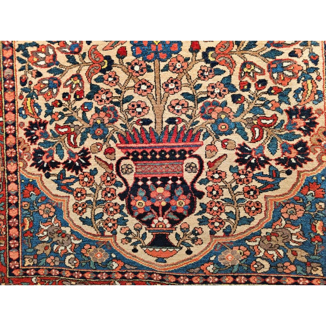 Antique Persian Bakhtiari Bibibaft Rug, Hand-Knotted Wool, The Tree of Life Pattern, Tan & Red, 5x7 For Sale - Image 17 of 18