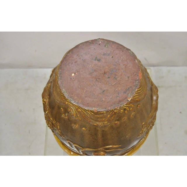 Vintage Chinese Brown Glazed Ceramic Dragon Cachepot Planter Pots - a Pair For Sale - Image 9 of 13