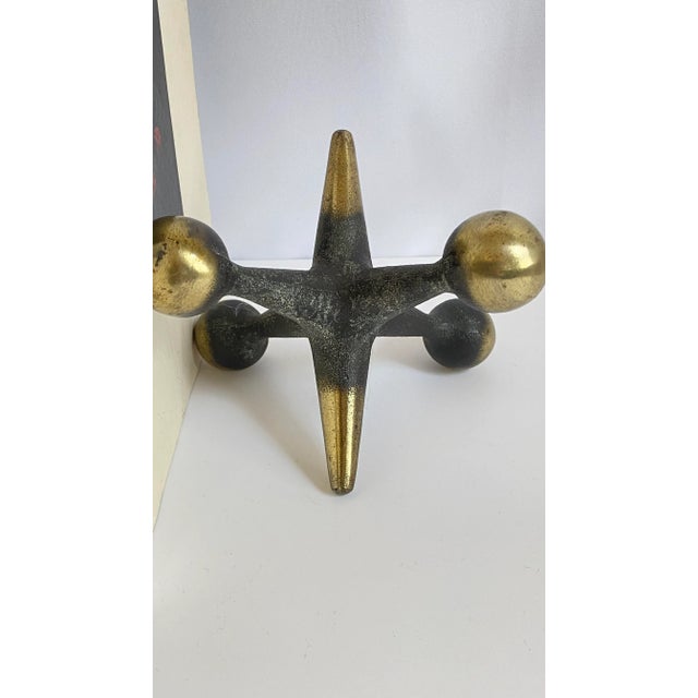 1970s 1960's Mid Century Bill Curry Jacks Bookends/Sculpture in Antique Brass Finish - a Pair For Sale - Image 5 of 9