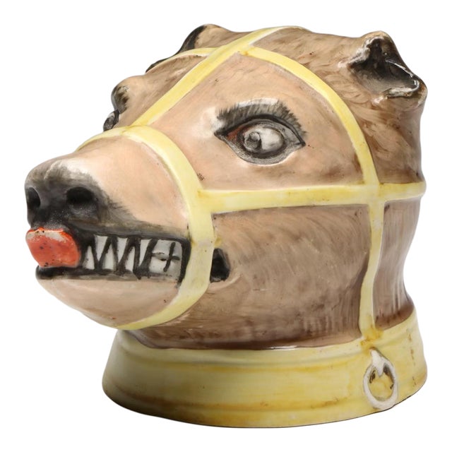Antique Early 19th Century English Staffordshire Stirrup Cup in the Form of a Bear For Sale