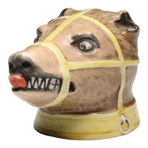 Antique Early 19th Century English Staffordshire Stirrup Cup in the Form of a Bear
