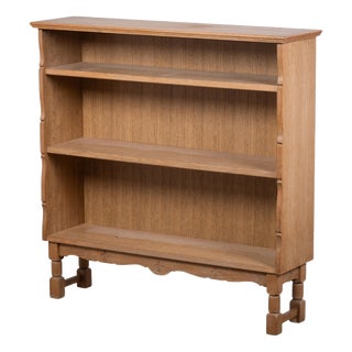 Vintage Danish Brutalist Oak Bookcase, 1970s For Sale
