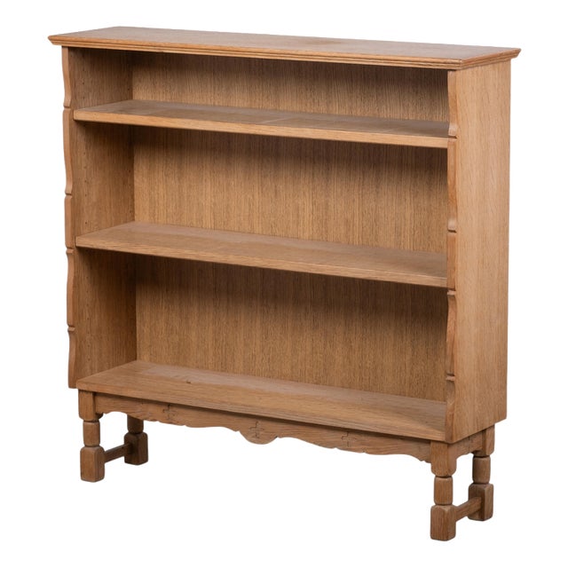 Vintage Danish Brutalist Oak Bookcase, 1970s For Sale