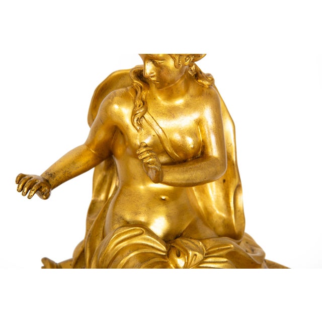 Metal Rare Pair of French Antique Bronze Fireplace Chenets “Vulcan and Venus" For Sale - Image 7 of 17