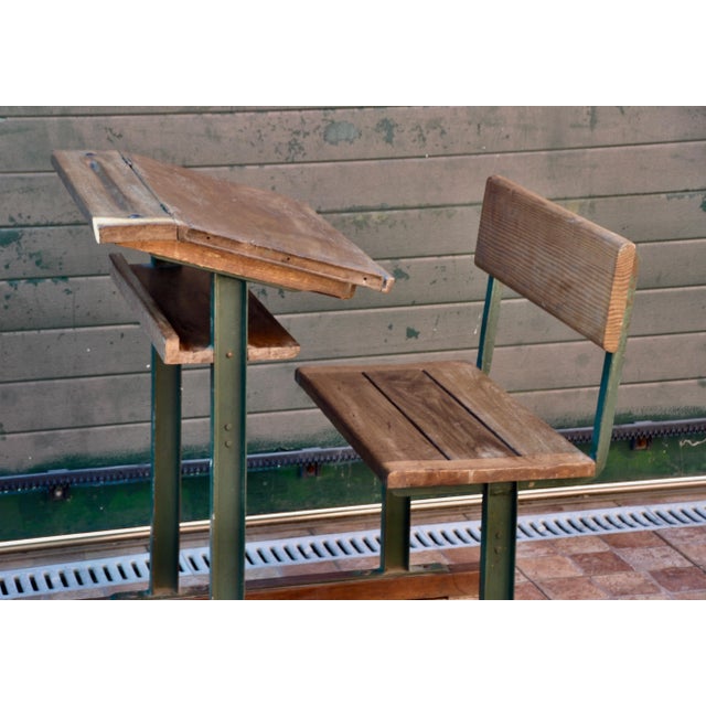 Wood Vintage School Desk For Sale - Image 7 of 15