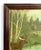 Circa 1930s/40s oil on board with folky moose wading in stream, signed lower right corner "A LaRose". Outside of frame...