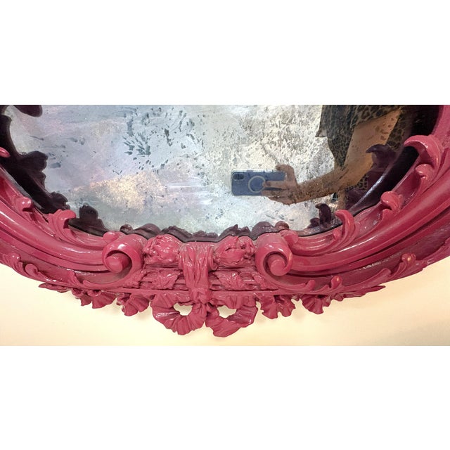 19th Century Large Rococo/ Baroque Design Ornately Carved Wood Wall Mirror With Aged Glass For Sale - Image 14 of 18