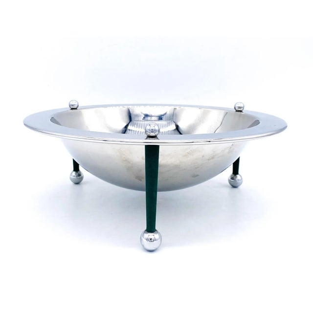 Mid 20th Century Mid-Century Italian Lauffer by Towle Stainless Bowl With Green Feet – Postmodern / Space Age For Sale - Image 5 of 13