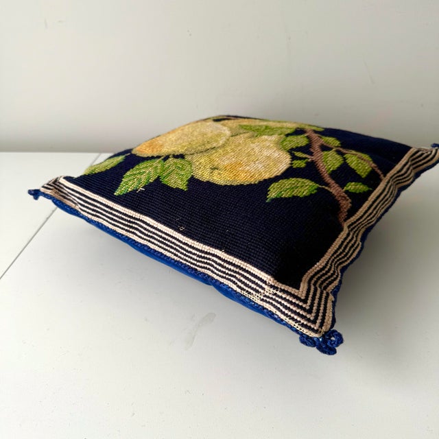 1990s Pear Needlepoint Pillow For Sale - Image 5 of 8