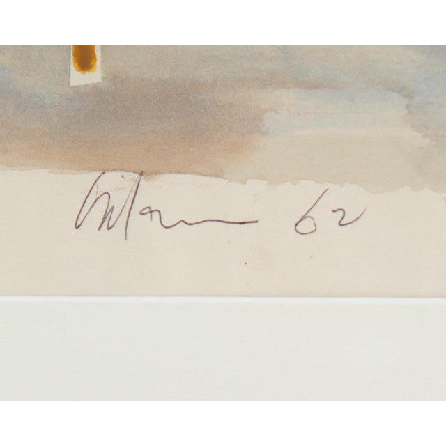 Brown Signed 1962 Abstract Watercolor Painting by Harry Hilson For Sale - Image 8 of 10