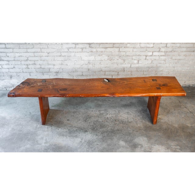 1970s Mid-Century Modern Live Edge Solid Wood Bench For Sale - Image 12 of 18