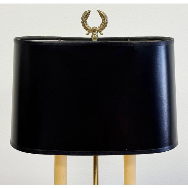 Mid 20th Century Vintage French Style Wood and Brass Bouillotte Table Lamp For Sale - Image 5 of 7