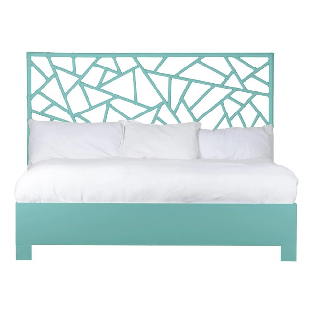 Tiffany Platform Bed King, Turquoise For Sale