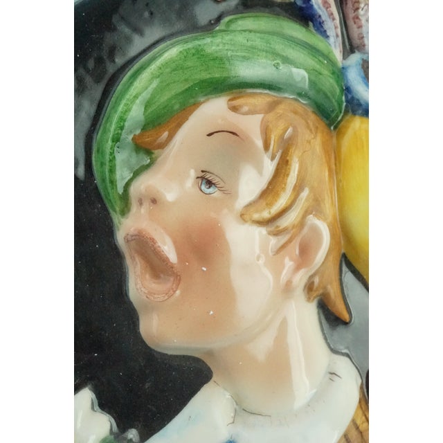 Vintage Art Deco Ceramic Plaque with Children in Bas-Relief, 1940s For Sale - Image 14 of 18