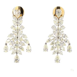 12.72 Carat Pear Shape Diamond Gold Earrings, Pair For Sale