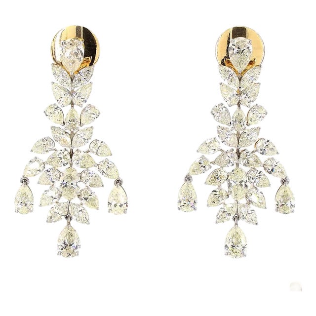 12.72 Carat Pear Shape Diamond Gold Earrings, Pair For Sale